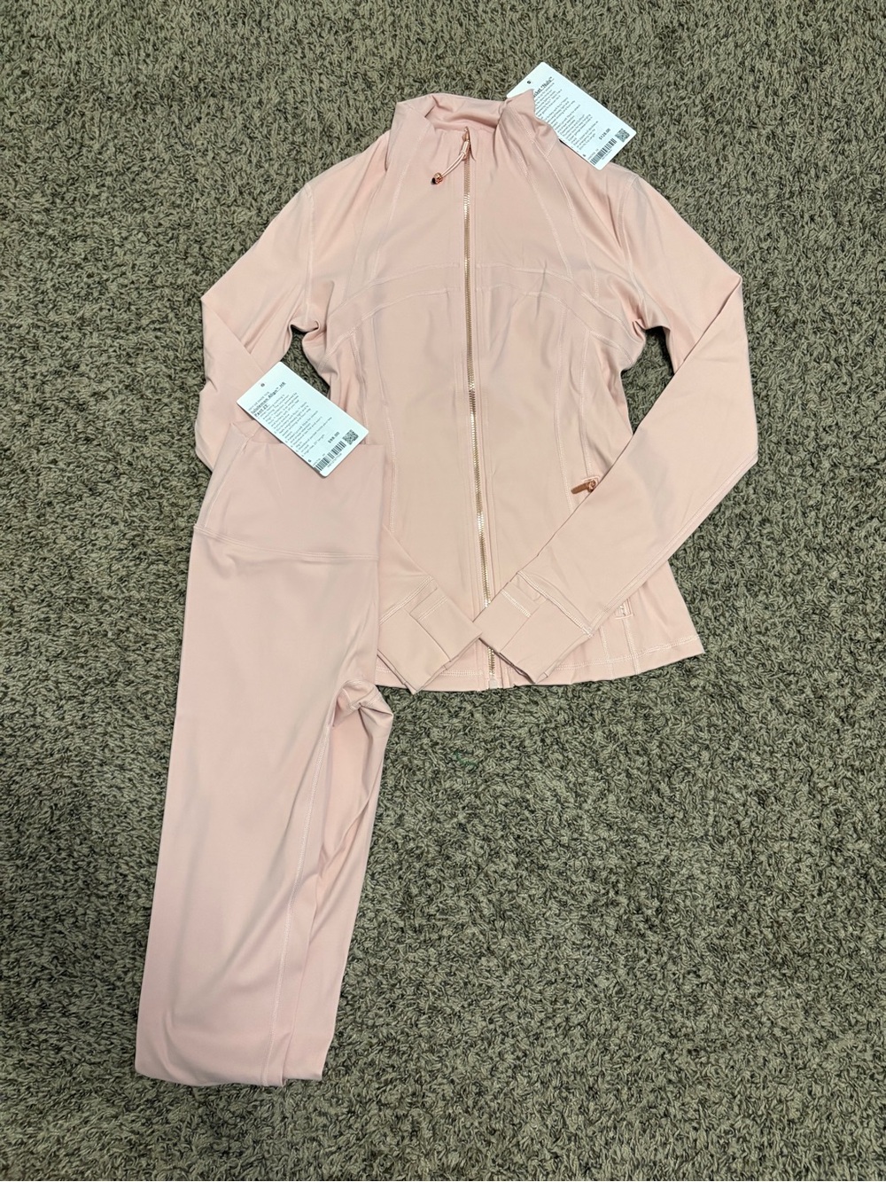 lululemon athletica Light Pink Zip Jacket & Matching Leggings Set